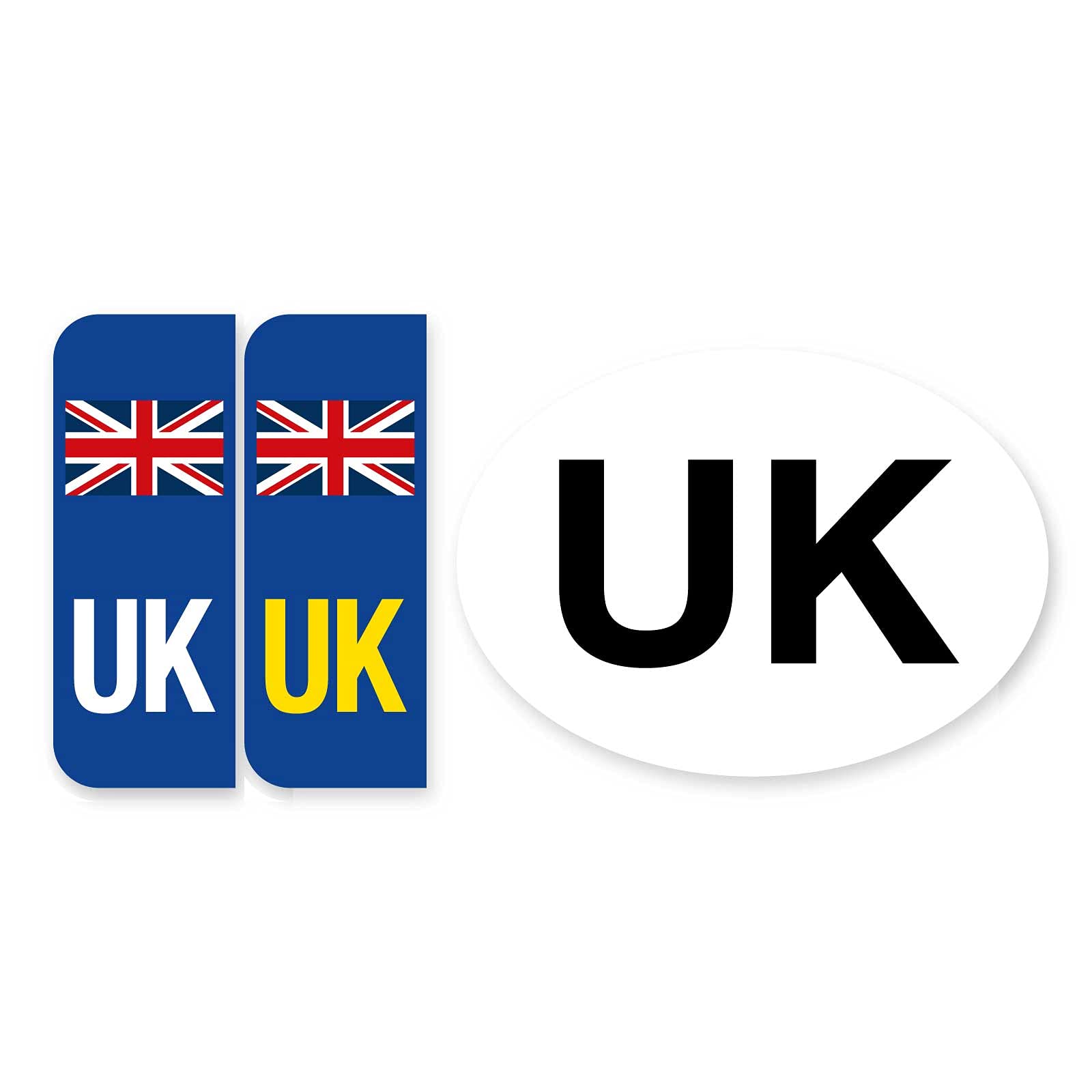 stika.co Self-Adhesive Vinyl Sticker, United Kingdom Legal Decal for Car Number Plates | Brexit Alternative Union Jack Flag UK Badge, 2 Pack (Front & Back)