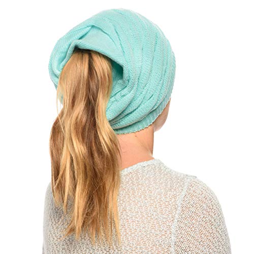 ANGELA & WILLIAM Women's Casual Knit Multi Purpose Winter Thick Warm Slouchy Headwrap Beanie Cap Hat (Mint) - Thumbnail 2