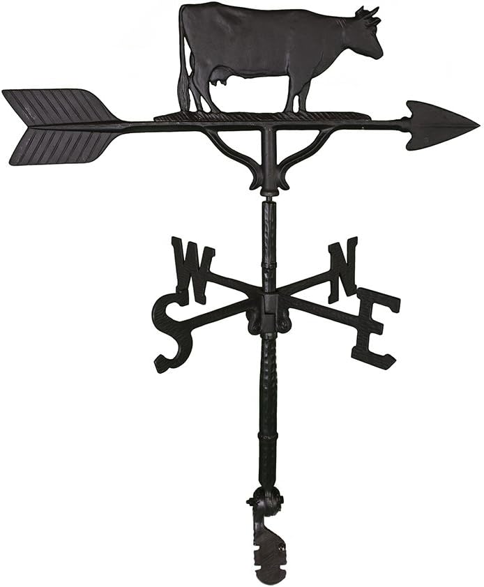 Weathervanes - Montague Metal Products 32-Inch Weathervane with Satin Black Cow Ornament