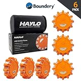 Boundery LED Road Flares Emergency Light Set - Roadside Safety Discs for Your Car Emergency Kit - 6-Pack Safety Discs to Hang or Stick to Vehicles & Boats