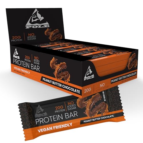 Pole Nutrition Chocolate Protein Bar, 22g Protein, No Added Sugar, 12 x 60g (PEANUT BUTTER CHOCOLATE)