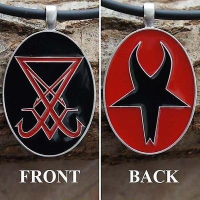 Sigil of Lucifer Baphomet Lavayan Occultism Pagan Deity Satanism Pewter pendant Necklace