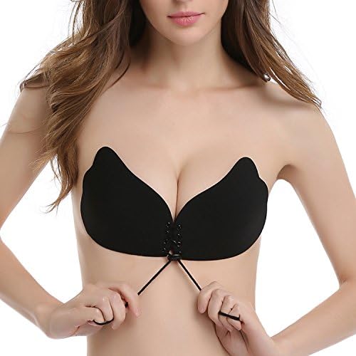 SKST Push-up Bras, Women's Strapless Self Adhesive Silicone Invisible Reusable Bra with Drawstring for Backless Dress