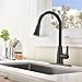 [Upgraded Version]Friho Antique Brass High Arch Single Lever Pull Down Black Oil Rubbed Bronze Pull Out Spray Kitchen Sink Faucet, ORB Kitchen Faucets With Sprayer and Escutcheon