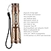 ON THE WAY900 Lumen Expedition Handheld Flashlight Led Xml-T6 5 Modes Water Torch Adjustable Zoomable Tactical Light Lamp with 18650 3.7V Rechargeable Lithium Battery and Charger (Golden)