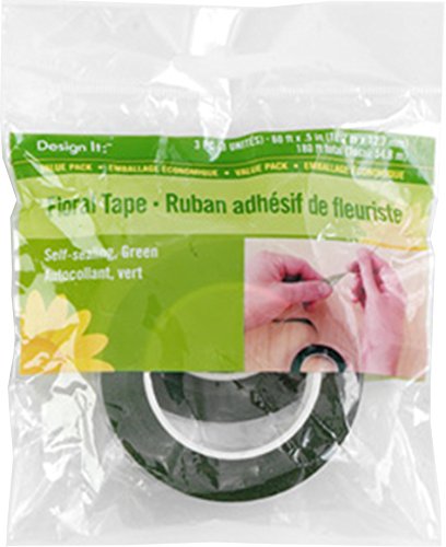 FloraCraft Floral Tape, 60-Feet by 1/2-Inch, Green - (3 Roll Pack)