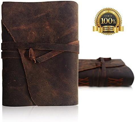 LEATHER JOURNAL Writing Notebook with leather covered pen and gift box, - Antique Handmade Leather Bound Daily Notepad…