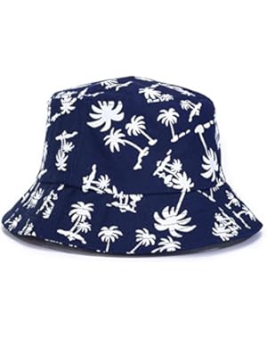 Tropical Coconut Palm Tree Printed Bucket Hat Beach Vocation Sunhat Cap