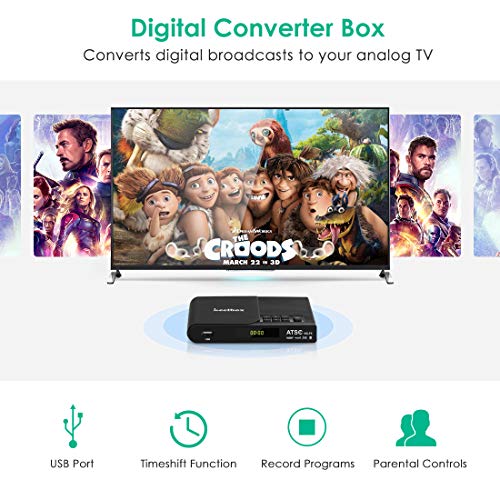 Digital Converter Box for Analog TV, HDTV Set Top Box for HD 1080P, ATSC Tuner with Recording PVR, Live TV Shows, USB Multimedia Playback, TV Tuner Function (2019 Update Version)