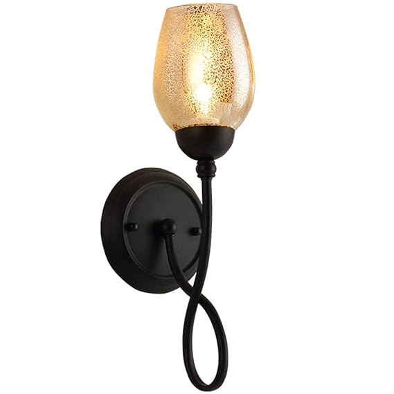 Individueal black metal Wall Lamp Vintage Leopard Glass Shade 
