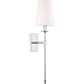 Kira Home Torche 20" Wall Sconce/Wall Light + Linen Shade, Chrome Finish