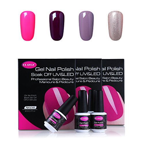 CLAVUZ UV LED Gel Nail Polish 4pcs Soak