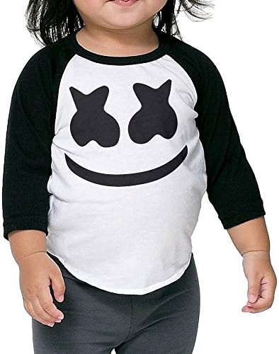 Marshmello Face Child 3/4 Sleeve Raglan Baseball Tee Shirt 2-6 Toddler