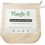 Premium Organic Cotton Nut Milk Bag - Perfect Almond Milk Maker - Reusable Eco-Friendly Food Strainer for Yogurt, Cheese Cloth, Juice, Tea, Cold Brew Coffee & More - 100%