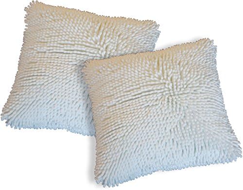Shags PILL-SQ16-SW Square Pillow Set, 16-Inch, Snow White, Set of 2