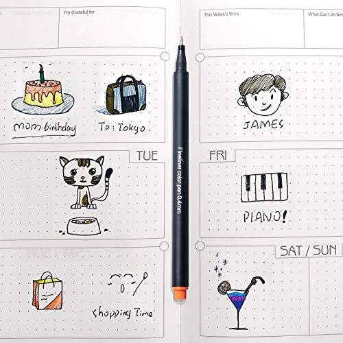 Journal Planner Pens, Arcobis 12 Fineliner Color Pens Fine Point Marker Pens Fine Line Drawing Writing Pen for Journal Planner Note Calendar Coloring Office School Supplies Art Projects