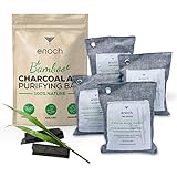 Enoch Air Purifying Charcoal Bamboo Bag (4x200g) Activated Odor Eliminator, Natural Air Freshener Remove Odor and Moisture. Air Deodorizer Bags for or Homes, Cars, Shoes, Fridges, and Closets
