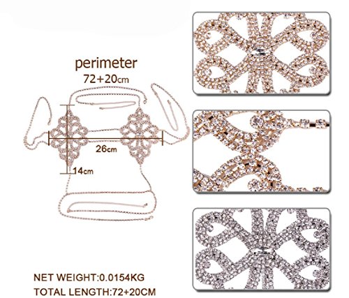 JeVenis Luxury Harness Bikini Rhinestone Bralette Body Chains Belly Chain Jewelry (New Style - 3)
