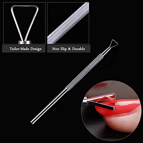 Professional Nail Polish Remover Cuticle Pusher Tool Stainless Steel, Triangle Manicure UV Gel Polish Scraper Peeler Rod for Fingernails and Toenails