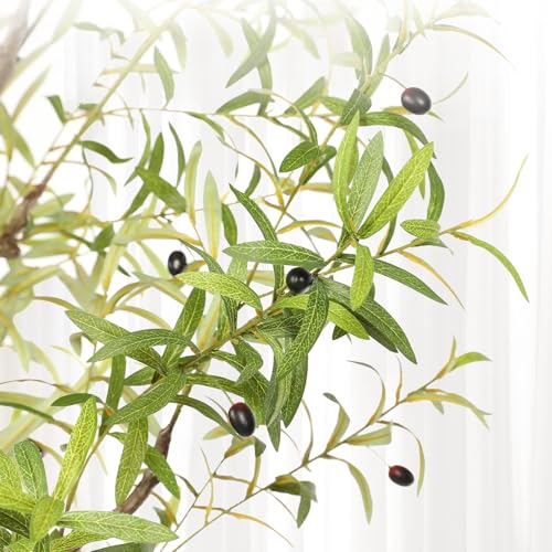PHYTREE Olive Tree 6FT - Tall Faux Olive Trees Fake Large Plants Artificial Indoor with Realistic Leaves Branches and Lifelike Fruits for Home Office Living Room Decor