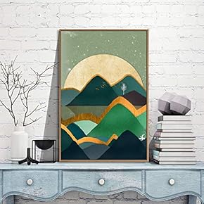 Framed Canvas Wall Art for Living Room, Bedroom Nordic Style Mountains Canvas Prints for Modern Home Decoration Ready to Hang - 16"x24" inches