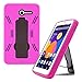 Alcatel Pop 7 LTE Case by KIQ (TM) Drop Protection Hybrid Case Silicone Plastic Cover Built-in Kickstand for Alcatel One Touch Pop 7 LTE 9015W - Black/Hot Pink
