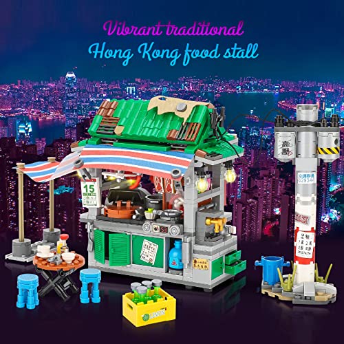 NEWABWN Hong Kong Big License Food Stall Toy Building Set, Learn About Hong Kong Chinese Culture