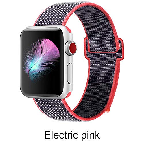 HILIMNY Compatible for Apple Watch Band 44mm, New Nylon Sport Loop, Adjustable Closure Wrist Strap, Replacement Band Compatible for iwatch Series 3 2 1(44mm, Pack 4 C)