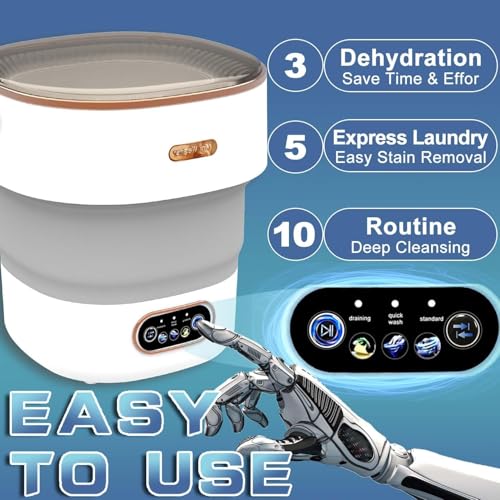 Azonee Mini Washing Machine, Portable Small Washing and Dryer Machine, Collapsible Washer with Spin for Travel, Apartment, Baby Clothes, Socks 15L