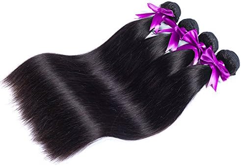 OYM HAIR Brazilian Straight Hair 4 Bundles 100% Unprocessed Virgin Human Hair Extensions Silky Straight Weave Natural Color