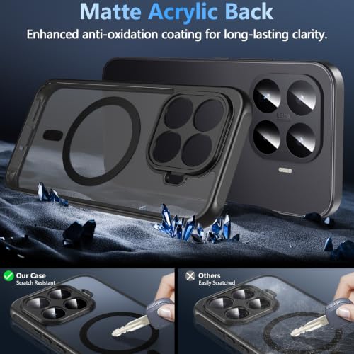 OWKEY Magnetic Case for Xiaomi 17T with Tempered Glass, Shockproof Protective Camera Case Cover for Xiaomi 17T (Black)