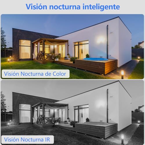 2NLF Kit de Cámaras de Vigilancia Exterior Inalámbrica WiF | Monitor Táctil LCD de 10,1", Cámara de Seguridad de 5MP, Detección de Movimiento, Visión Nocturna en Color, Impermeable IP66