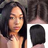 Kbeth Hair Straight 4x4 Lace Front Wigs Human Hair for Black Women Unprocessed Brazilian Virgin Remy Hair Wig 180% Density Straight Short Bob Lace Front Wig Natural Black Color (12 Inch, Straight Wig)