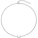EnCharmed Stainless Steel Celestial Crescent Moon Dainty Choker, Handmade Minimal Layering Adjustable Necklace 14-16 Inches