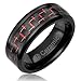 Cavalier Jewelers 8MM Jewelry Grade Black Ceramic Ring Wedding Band Black Red Carbon Fiber Inlay