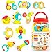 Zenteck Multi-Sensory BPA-Free Baby Rattles Teethers & Shakers Essential Set with Storage Bin [10-Piece] | Baby-Safe, Non-Toxic, Multifunctional Developmental Set for Newborns & Babies