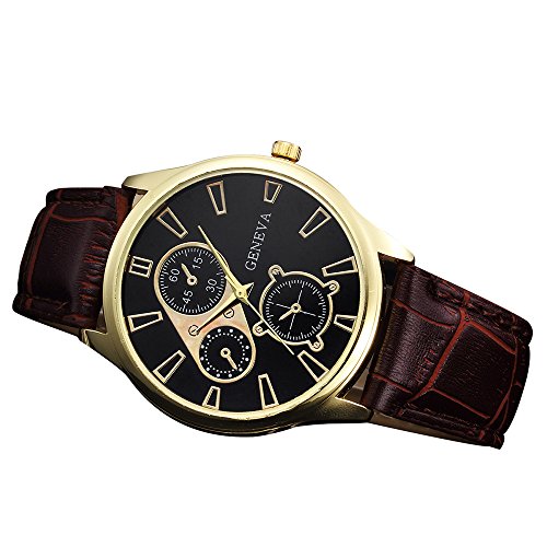 COOKI Mens Watches Clearance Retro Design Fashion Dress Wrist Quartz Watches with Leather Band Casual Alloy Analog Classic Business Watches for Men (D)
