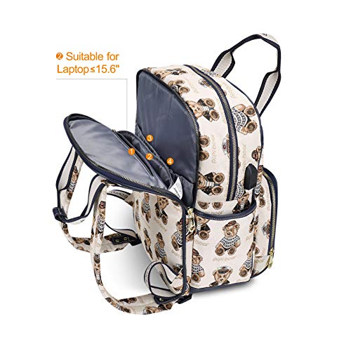 Diaper Bag Backpack,Pipi bear Travel Diaper Backpack with USB Charging