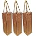 CarryGreen Pack of 3- Natural Jute Burlap One Bottle Wine Tote with Long rope handles size 4