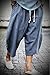 Banana Bucket Men's Patchwork Shorts Loose Linen Harem Capri Pants Light Blue