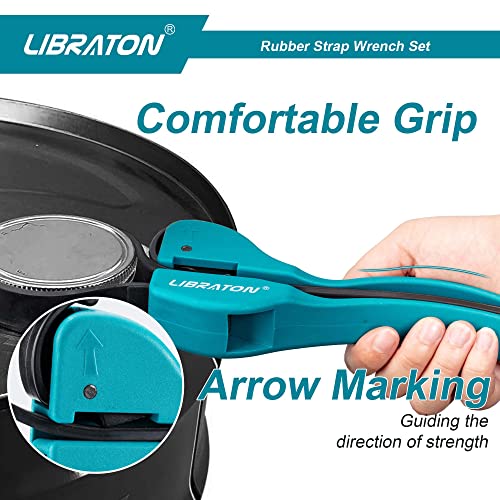 LIBRATON Rubber Belt Wrench, Adjustable Belt Wrench, 2 Pieces Oil Filter Belt Wrench, Multifunction Belt Wrenches