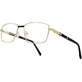 RB.Pilot Rectangle Reading Glasses for Men Blue Light Blocking Computer Readers Spring Hinge Metal Frame Acetate Legs