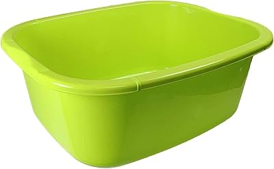 OptiProducts 11L Plastic Washing Bowl Rectangular Multi-Purpose Basin Lime Green