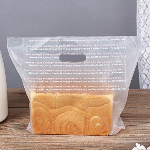 BESTONZON 100pcs Non-Toxic Plastic Bags for Bags Cookie Chocolate Candy Cake Snack Take Out Bags Takeaway Bags- 18x25CM - Thumbnail 3