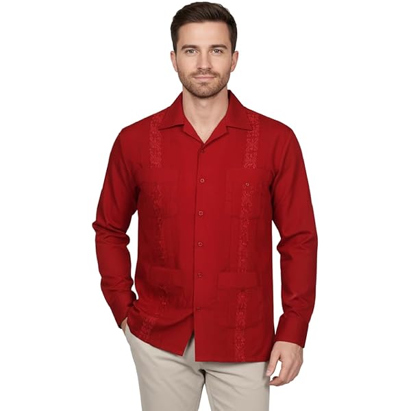 open lace back dress Men Red Christmas Dress Shirts main image 0