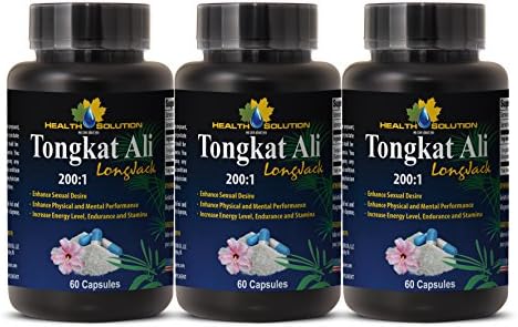 Longjack bulk - Tongkat Ali 200:1 Premium Extract - Energy and stamina complex (3 Bottles - 180 Capsules)
