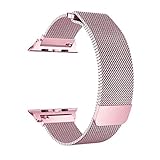 OROBAY Mesh Stainless Steel Milanese Loop Watch Band Compatible with Watch Series 4 Series 3 Series 2 Series 1 38mm 40mm with Magnetic Closure Clasp, Pink
