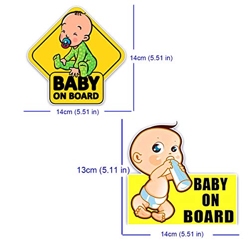 WENWELL 2PCS Baby on Board Car Sticker for Baby Safety, Baby Car Sign. Warning Sticker Window Magnet Sign Notice Board. Back Self-Adhesive Easy to Install - Thumbnail 5