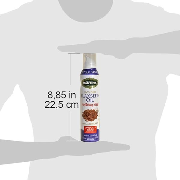 MANTOVA FLAXSEED OIL, 100% PURE COOKING SPRAY WITH OMEGA-6, PERFECT FOR KETO SNACKS, BAKING, OR SEASONING FOR COOKING, OUR OIL DISPENSER BOTTLE LETS YOU SPRAY, DRIP, OR STREAM WITH NO WASTE, 5 OZ