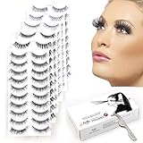 60 Pairs Natural False Eyelashes Pack with Tweezers | Ultra-Thin Lash Band | Reusable Best Strip Fake Lashes Set | Perfect for All Eye Shape by Bella Hair